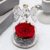 Yamonic Mom Birthday Gifts for Mom, Angel Figurines with Real Rose Gifts for Her Mom Grandma,Preserved Rose in Glass Angel Figurines for Mothers Day Christmas Anniversary Birthday Gifts for Her (Red)