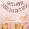 Rose Gold Happy Birthday Banner Glitter Birthday Banner Birthday Sign for Backdrop Rose Gold Birthday Decorations Garland Bunting Banner for Women Girls Birthday Party Supplies Wall Door