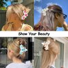 Amariver 4PCS Flower Hair Claw Clips for Women Glitter Claw Clips Middle Flower Hair Clips Non-slip Flower Hair Clip for Thick Thin Hair Strong Hold Hair Claws Hair Accessories for Women Girls