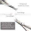 PAFASON Stainless Steel Mustache Beard Facial Nose Hair Trimming Scissor Set with Safety Cover and Leather Pouch Grey