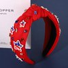4th of July Headbands for Women, 4th of July Accessories, American Flag Patriotic Headbands, Rhinestone Pearl Knotted Headbands Beads Embellished Jeweled Headbands Holiday Gifts (Star E-Red)