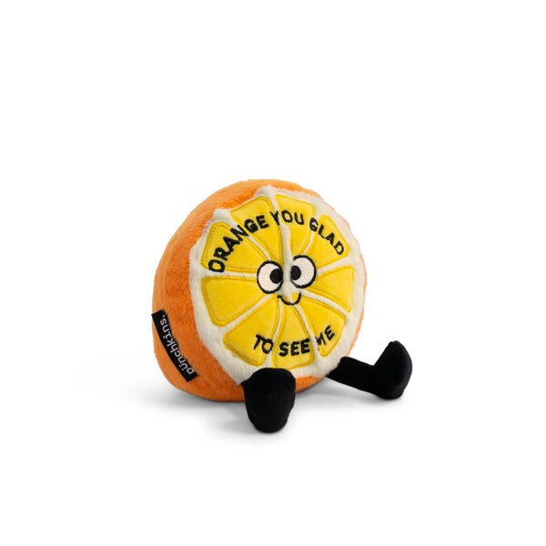 Orange You Glad to See Me Meme Plushie - Funny Pun Meme Gag Gift, Stocking Stuffer Present, Great for Emotional Support, Fun Desk Accessory, Kids, Teens, Adults