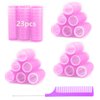 MOODKEY 24PCS Self Grip Small Hair Curlers Set Heatless Roller Hair Curlers Pro Salon Hairdressing Curler DIY Curly Hairstyle Hair Rollers Tools Rat Tail Comb for Women Medium Short Hair(0.8in,pink)