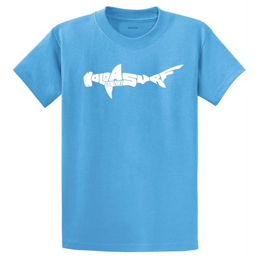 Joe's USA Youth Koloa Surf Hammerhead Shark Logo Short Sleeve Cotton T Shirt S Aquatic Blue