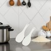 2Pcs White Reusable Plastic Texture Rice Paddle Spoon Rice Scoop Kitchen Toolwhite And Exquisite Workmanship Serving Utensils,Serving Spoons Heat Resistant Rice Cooker Spoon
