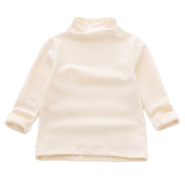 MODNTOGA Toddler Turtleneck Baby Girl Boy Long Sleeve Shirt Solid Color Mock Neck Shirt Turtleneck Blouse Fall Winter Clothes (Cream-Coloured, 100(2-3T))