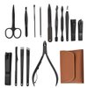 16 Pieces Manicure Set, Pedicure Kit, Nail Clippers, Stainless Steel Professional Personal Care Tool Kit, Nail Tools with Brown Leather Case, Gifts for Men