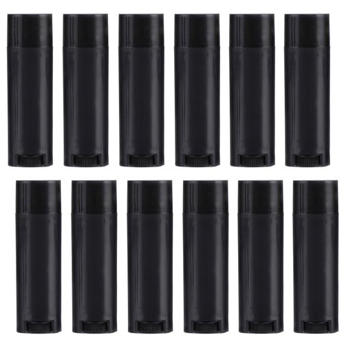 20PCS 4.5ML 0.15oz Empty Oval Plastic Refillable Lip Gloss Tubes Holder Lipstick Lip Balm Containers For Make Up Deodorant Crayon DIY Pipe Bottle Case (Black)