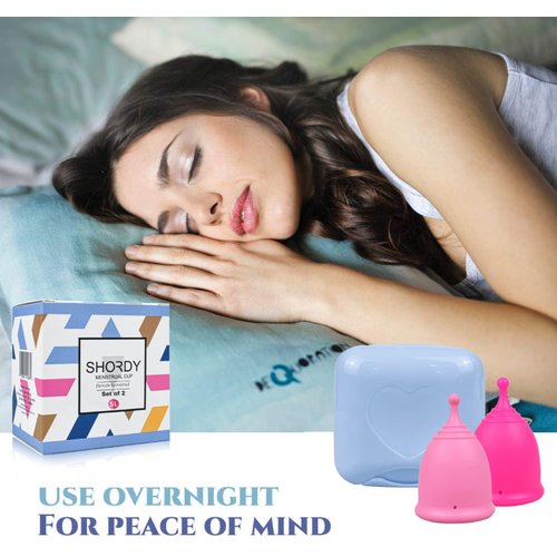 SHORDY Menstrual Cups Set of 2(Small+Large) with Box Soft Menstrual Cup & Flexible Period Cups for Women Upto 12 Hours Eco-Friendly & Safer Tampons Discs Pads Alternative Copa Menstrual (Pink)