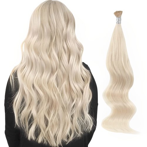 ABH AmazingBeauty Hair Itip Hair Extensions Blonde 14 Inch I Tip Hair Extensions Human Hair 50Gram/100Strands Ash Platinum Blonde Real Remy I Tips Human Hair Extensions #60A