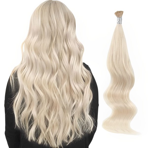 ABH AmazingBeauty Hair Itip Hair Extensions Blonde 14 Inch I Tip Hair Extensions Human Hair 50Gram/100Strands Ash Platinum Blonde Real Remy I Tips Human Hair Extensions #60A