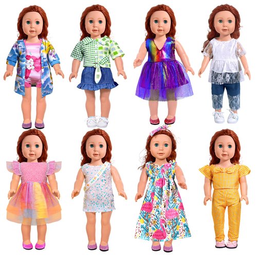 18-Inch-Doll-Clothes and Accessories - 8 Sets American Doll Clothes Compatible with All 18 inch Dolls Outfits Christmas Birthday Gift for Girls