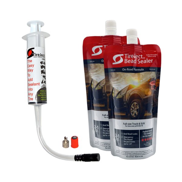 TireJect Automotive Full-Size Truck/SUV 2-in-1 Tire Sealant & Bead Sealer Kit (2-Pack with Injector)
