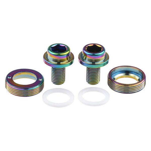 Wanyifa Titanium M8x15mm Bicycle Crank Arm Fixing Bolt with Cap for Square Taper Bottom Bracket Screws Pack of 2 (Rainbow)