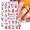 8Sheets Fall Leaves Nail Art Stickers, 3D Black Leaf Flowers Love Autumn Leaves Adhesive Nail Stickers Nail Supplies Flower Designs Slider Decal for Women Nail Decorations Thanksgiving Day Accessories