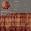 VHC Brands Burgundy Check Primitive 16"x72" Valance Red Rod Pocket Cotton Kitchen Window Curtains