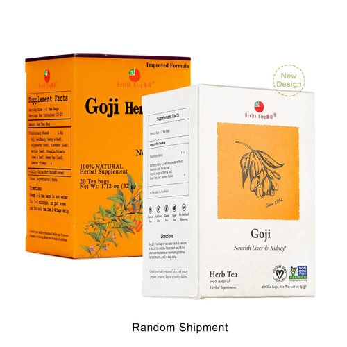 Goji Herbal Tea by Health King - Nourishes Liver & Kidney - (1 Pack, 20 count Teabags, with Non-GMO, Vegan, Goji Berry & Leaf, Polygonatum Root, Eleuthero Leaf, Perilla Leaf, Prunella Vulgaris)