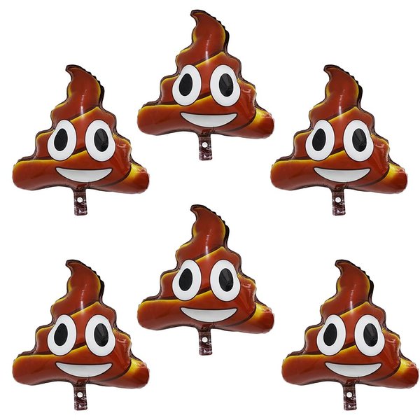 Deermon Funny Brown Poop Shaped Balloons, 6 Pack Prank Joke Emoticon Poo Aluminum Foil Balloon For Boy Joke Theme Party Halloween Birthday April Fools Day Retirement Party Decoration Supplies