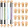 4 Pieces Sponge Nail Brush Picking Dotting Gradient Pen Brush Double Head Nail Brush Acrylic Nail Painting Brush with 16 Pieces Replacement Head for Nail Art Manicure (White, Green, Purple, Blue)