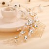 Rumtock Rhinestones Beads Long Gold Hair Comb for Wedding Brides Women Girls Handmade Hair Piece Vintage Handmade Jewelry (Gold)