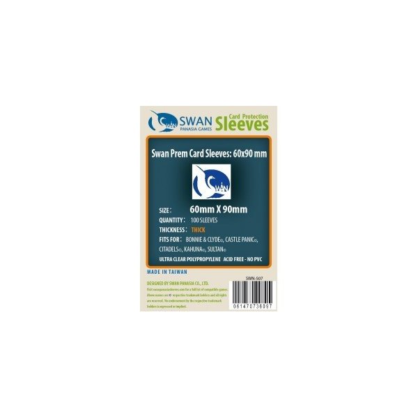 Swan Premium Card Sleeves (60x90mm) - 100 Pack, Thick Sleeves - Bonnie & Clyde, Castle Panic
