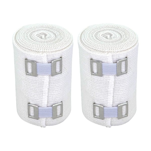 Nexskin 3" Organic Latex Free American Cotton - Comfort Elastic Bandage with Clip Fasteners - White, 2 Pack