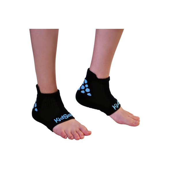 KidSole RX Gel Sports Sock for Kids with Heel Sensitivity from Severs Disease, Plantar Fasciitis (Kid's 2-7, Black)