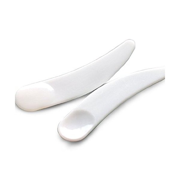 Onwon 100 PCS Mini Curved Cosmetic Scoop Makeup Mask Plastic Spoon (White)