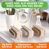 Konex Non-Slip Wooden Two-sided Hand and Nail Brush with Tampico Fiber Bristle. Fingernail brush with Beechwood body and Plant Based Fibers