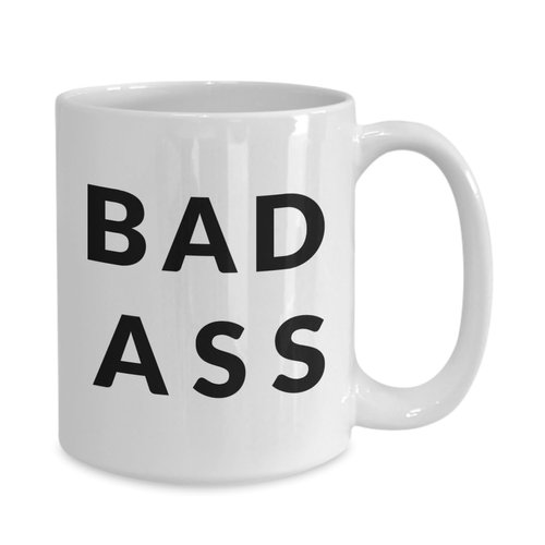Gearbubble White Bad Ass 15oz Ceramic Coffee Mug, Home, Modern, Badass, Reusable, 15 ounces