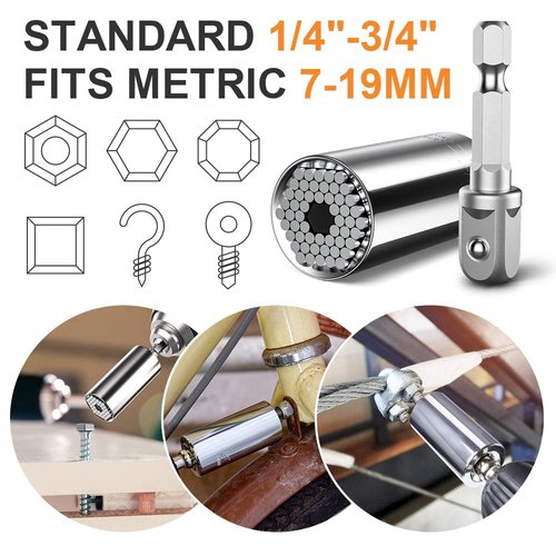 Super Universal Socket Tools Gifts for Men - Gifts for Dad Fathers Day from Kids Son Daughters Wife Grip Set with Power Drill Adapter Cool Stuff Ideas Gadgets for Men Birthday Gifts for Women Husband