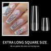 KOXXIAMOQ 240 Pcs Square Nail Tips, Clear Extra Long No C Curve Nail Tips, XXL Tapered Square Full Cover Nail Tips, Full Matte Design Long Press on Nail Tips Traceless for Acrylic Nails Salon