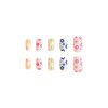 24 Pcs Spring Summer Press on Nails Short Medium Square Fake Nails with Glue Cute False Nails with Flower Designs Glossy Acrylic Glue on Nails Tip Full Cover Stick on Nails for Women Nail Decorations