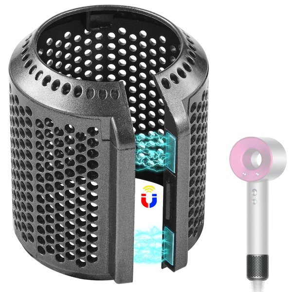 Magnetic Hair Dryer Filter Replacement for Dyson Supersonic HD01 HD03 HD08 HD15 Hair Dryer Attachment, Hair Dryer Strainer Mesh Repair Accessories (Metallic Gray)