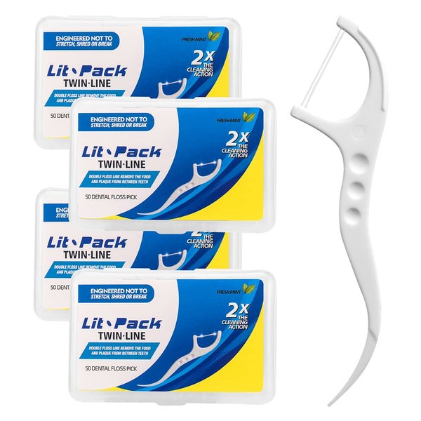Twin-Line Dental Floss Picks Advanced Whitening and Dual Action Flossing Fresh Mint Favor High Toughness Toothpicks Sticks with Portable Cases