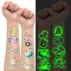 EMOME 50 Sheets Luminous Temporary Tattoo for Kids,Individual Kids Tattoos Stickers for Party Supplies Favors, Individually Wrapped Fake Tattoos for Girls
