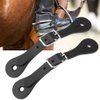 1 Pair Spur Straps, Adult Western style Spurs Leather Belt Genuine Leather Horse Riding Accessories(Black)