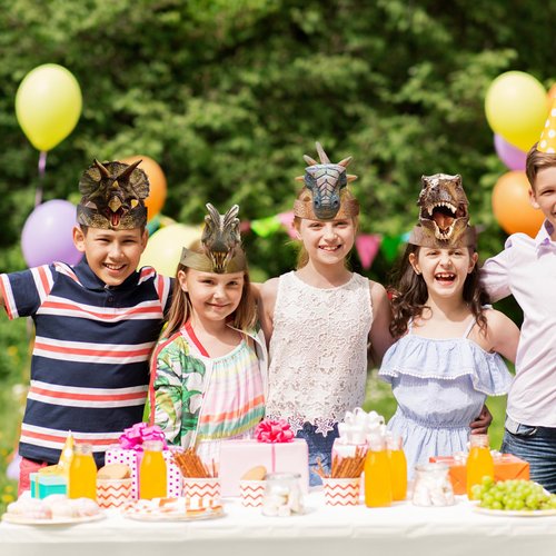 Gersoniel 24 Pcs Dinosaur Birthday Party Hats, Favors, Headbands, and Paper Crowns for Kids - Realistic Dinosaur Theme Decoration