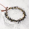 KorViSHOW Wedding Flower Crown Fairy Headpiece - Black Wreath Headdress Renaissance for Women Girls Lady in Bridal Halloween Party Festival Gifts Photography Golden Leaf Vine