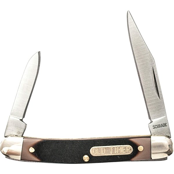 Old Timer 104OT Small Canoe 4.7in Stainless Steel Traditional Folding Pocket Knife with Clip Point and Drop Point Blades, Sawcut Handle, and Convenient Size for EDC, Camping, Hunting, and Outdoors