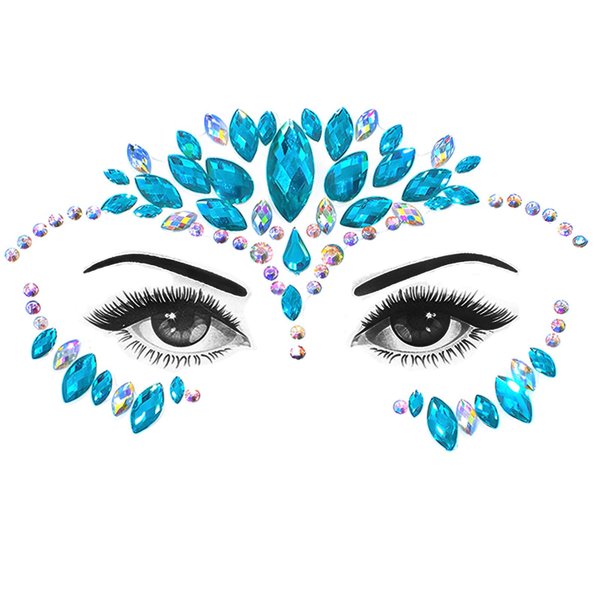 Wosois Face Jewels Crystal Face Stickers Mermaid Gems Sparkly Temporary Rhinestone Sticker Rave Party Accessories for Women and Girls (C, Uniform)