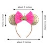 QHSWDLP Mouse Ears Headbands Shiny Bows Minnie Ear Hair Band Princess Decoration Cosplay Costume Accessory for Women Girls Castle Rosy