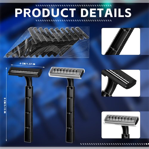 100 Pcs Disposable Razors Twin Blade Shaving Razor for Men Women Stainless Steel Bulk Razors with Clear Safety Cap Hospitality Quality Shavers Apply to Hotel Camping Traveling Home Apartment, Black