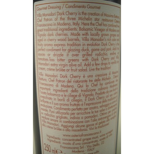 Villa Manodori Artigianale & Dark Cherry Balsamic Vinegar, set of 2-8.45 Ounce each