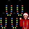 4PCS Christmas Light Necklace Light Up, 12 Bulbs Christmas Accessories, LED Christmas Lights Necklace, 3 Modes Kids Christmas Party Favors Xmas Colors Christmas Light Necklaces Adults New Year Party