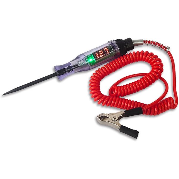 QODOLSI Pack-1 Automotive Test Light Digital LED Circuit Tester, DC 3V/6V/12V/24V Inductive Test Pen with 70.8 Inches Retractable Spring Wire, for Checking Vehicle Car Truck Motorcycle (Black & Red)