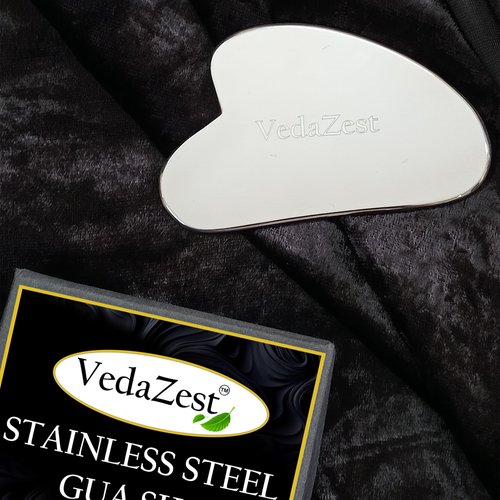 Vedazest Stainless Steel Gua Sha Facial Massage Tool, Reduce Puffiness, Lift Skin