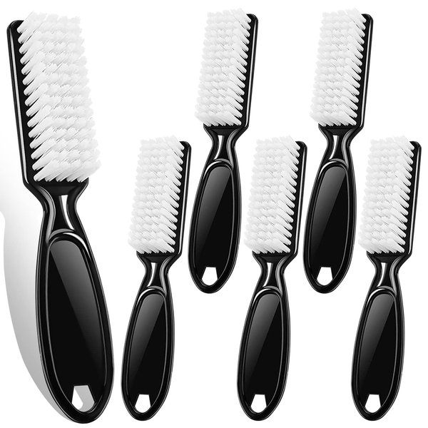 6 Pack Nail Brush Cleaning Nail Dust Brush, HOFASON Nail Brush for Cleaning Fingernails, Handle Grip Nail Brush Cleaner for Nail and Toenail Foot Manicure Pedicure Tools Scrub Brush Men Women (Black)
