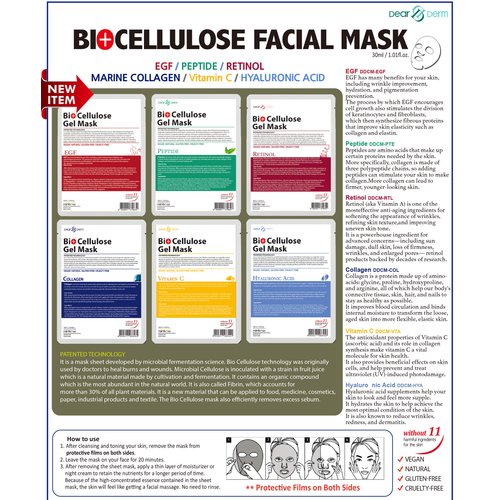 Dear & Derm Bio Cellulose Gel Mask, Skincare Face sheet mask, Facial sheet mask - EGF x 10 sheets