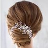 JAKAWIN Bride Wedding Hair Comb Pearl Flower Hair Piece Rhinestone Bridal Hair Accessories for Women HC034 (Silver)